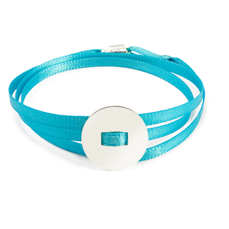 BRACELET INSTAGRIGRI "RUBAN FLUO" - MÉDAILLE RONDE - PERSONNALISABLE - La Môme Bijou - 15mm argent 925 bracelets customify customization Gold Plated personnalisable personnalisation plaqué or Silver 925 sizable