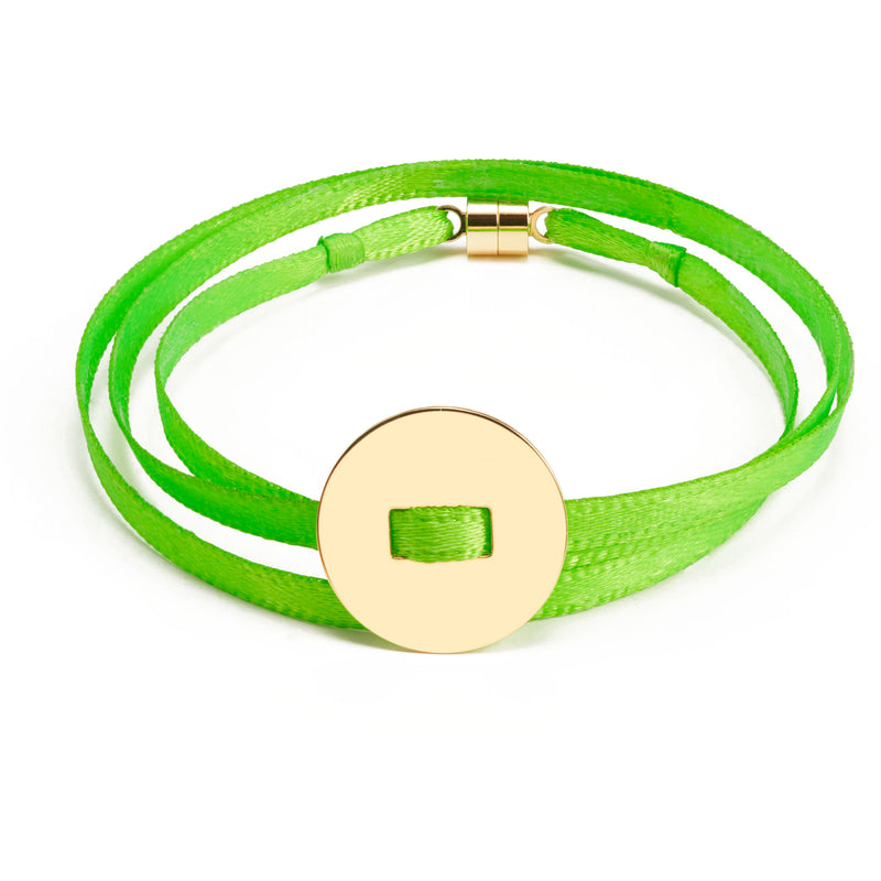 BRACELET INSTAGRIGRI "RUBAN FLUO" - MÉDAILLE RONDE - PERSONNALISABLE - La Môme Bijou - 15mm argent 925 bracelets customify customization Gold Plated personnalisable personnalisation plaqué or Silver 925 sizable
