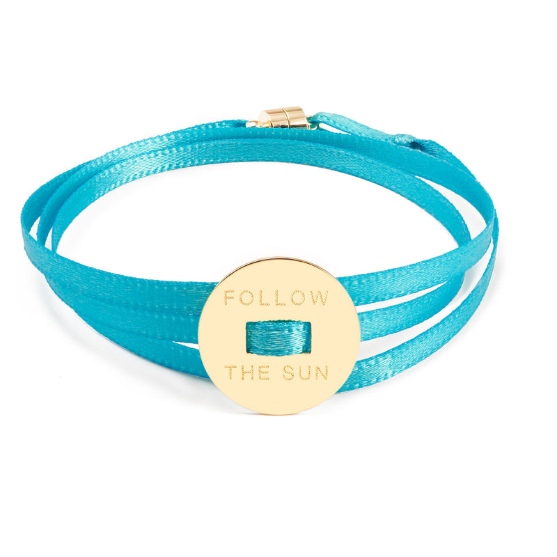 BRACELET "RUBAN FLUO" - MÉDAILLE RONDE EN PLAQUÉ OR - La Môme Bijou - bracelet Gold Plated plaqué or SAINT VALENTIN sizable
