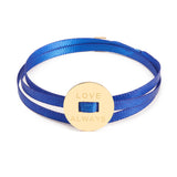 BRACELET "RUBAN FLUO" - MÉDAILLE RONDE EN PLAQUÉ OR - La Môme Bijou - bracelet Gold Plated plaqué or SAINT VALENTIN sizable