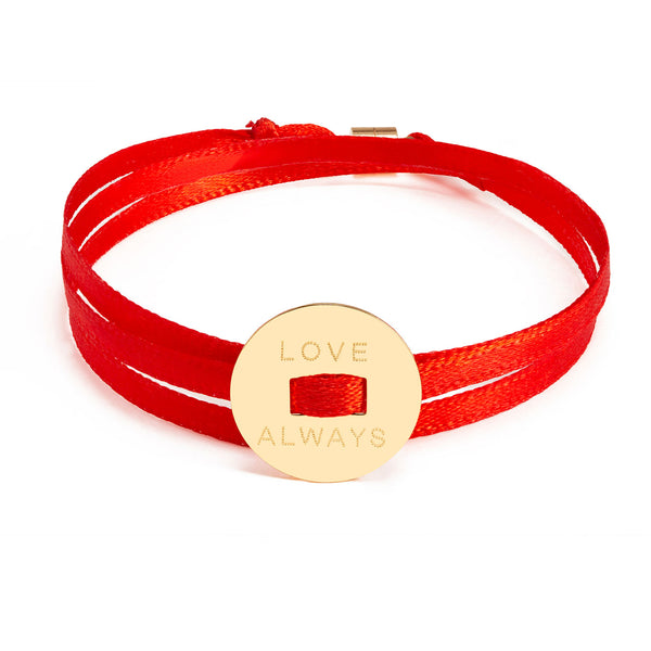 BRACELET "RUBAN FLUO" - MÉDAILLE RONDE EN PLAQUÉ OR - La Môme Bijou - bracelet Gold Plated plaqué or SAINT VALENTIN sizable