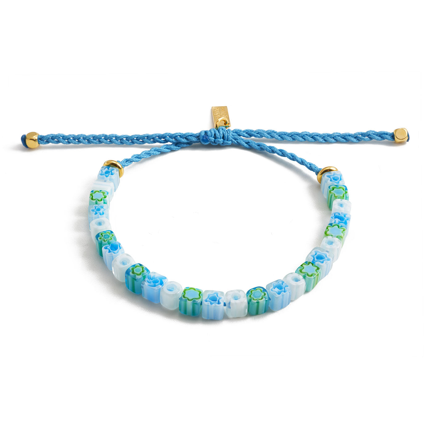 Bracelet Vintage Perles De Verre De Murano Bleues - Fermoir Mousqueton