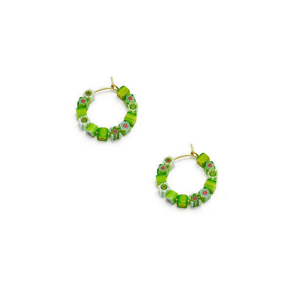 CRÉOLES AVEC PERLES DE MURANO (petite taille) - La Môme Bijou - boucle d'oreille boucles d'oreilles Créole earring earrings hoop SOLDE