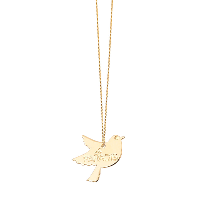 collier avec un oiseau de paradis - La Môme Bijou - argent 925 collier Gold Plated length Necklace plaqué or rose Silver 925